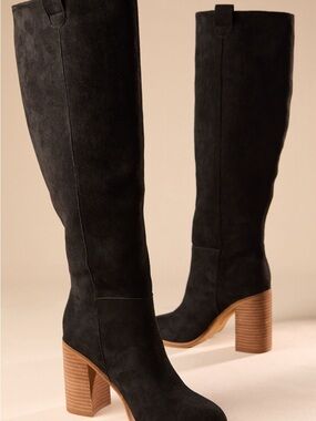 Altar'd State Black Suede Block Heel Boots